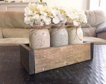 SALE* Mason jar planter box, mason jar home decor, mason jar centerpiece
