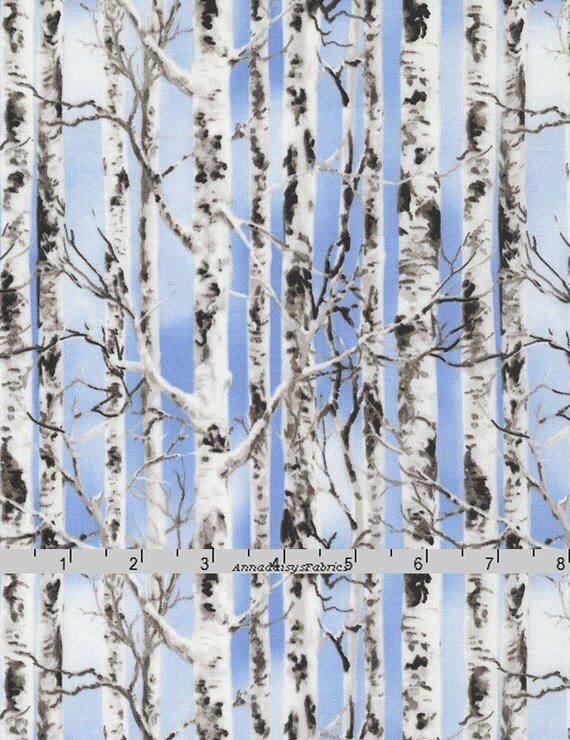 Birch Tree Fabric, Timeless Treasures Dona C5350 Sky, Woodland Quilt