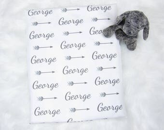 Personalized Swaddle Blanket | Personalized Baby Boy Blankets Baby Blanket Boy Baby Name Blanket Newborn Boy Swaddle- Arrows