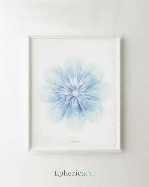 Flower wall decor Baby blue nursery art Pastel blue decor
