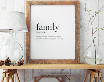 Family Definition Print | Wall Art Print | Wall Decor | Minimal Print | Family Print | Modern Print | Type Poster | INSTANT DOWNLOAD