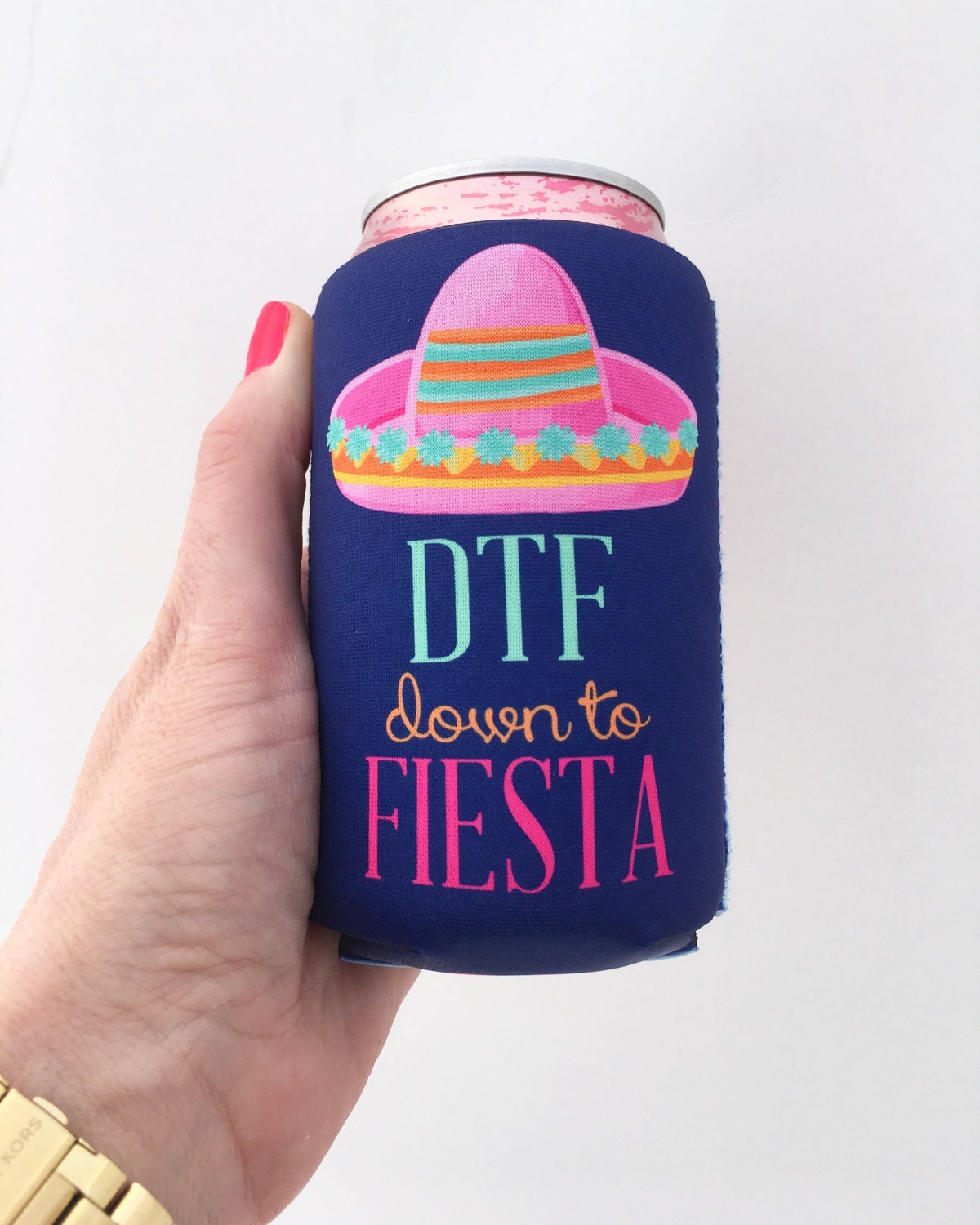 DTF Down To Fiesta Mexican Sombrero Bachelorette Party/Wedding Hugger/Can Insulator