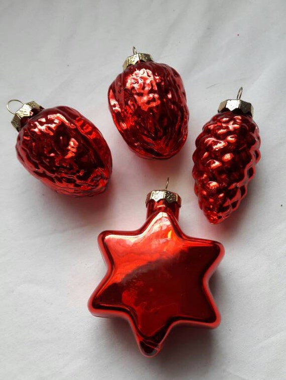 Vintage Christmas tree baubles red glass baubles home gift