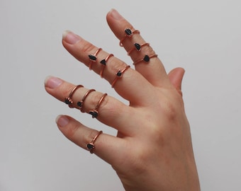 Rough Stacking Ring // Black Tourmaline Stacking Ring // Raw Black Tourmaline // Boho Ring // Raw Crystal // Gemstone Jewelry