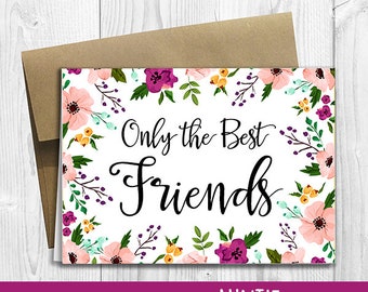 PRINTED CUSTOM Only the Best Friends Get Promoted to Auntie Pregnancy Announcement 5x7 Greeting Card - Watercolor Flowers