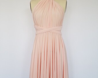 Blush Pink SHORT Infinity Dress Convertible Formal Multiway Wrap Dress Bridesmaid Dress Toga Dress Cocktail Dress Evening Dress Wedding