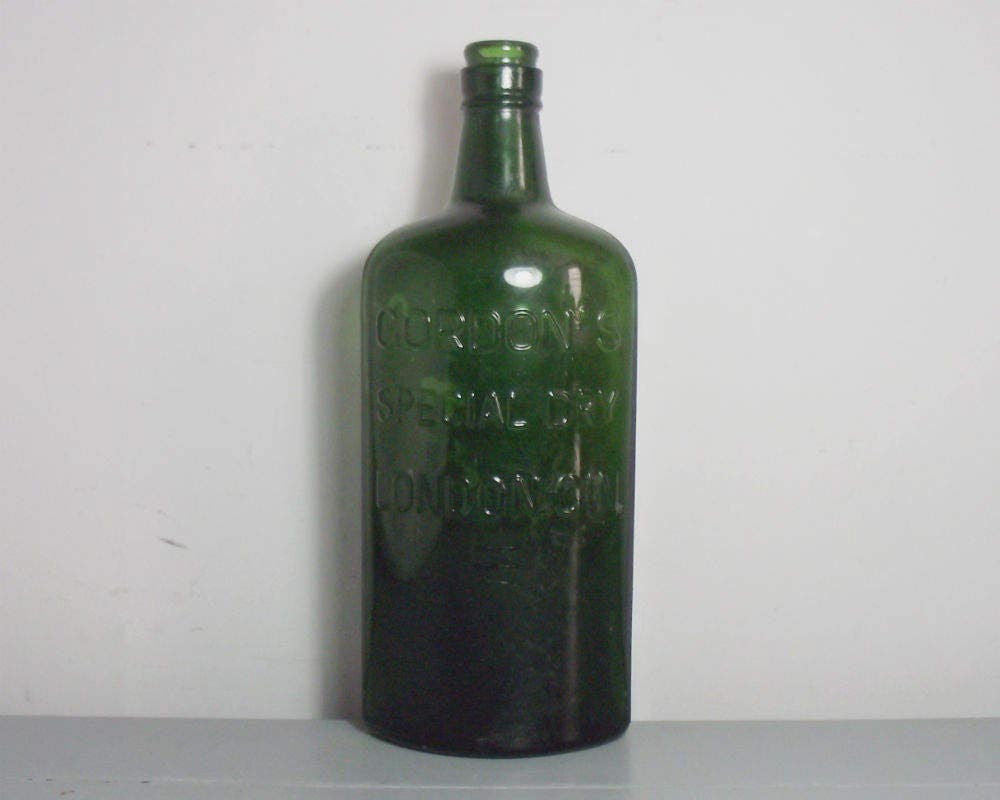 Vintage Green Gin Bottle Gordon's Gin Bottle Green Glass