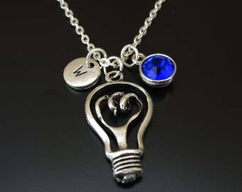 Light Bulb Necklace, Light Bulb Charm, Light Bulb Pendant, Light Bulb Jewelry, Science Necklace, Science Jewelry,Science Teacher,Electrician