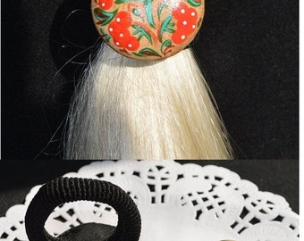 hair accessories folk art Scrunchy hair jewelry mother gift|for|wife Hand Painted rustic Jewelery inspired|by|nature statement jewelry boho