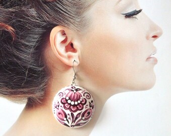 wine colored eggplant flowers Jewelry mother daughter jewelry boho earrings handmade earrings|for|women earrings dangle sister gift|for|girl