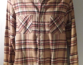 Vintage BIG MAC Large Cotton Plaid Flannel Work Shirt “Tall Sizes” JC Penney
