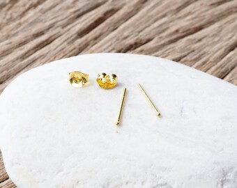 1 mm or 1.2 mm Very Tiny Ball Stud Earrings, 18K Gold Plated 925 Sterling Silver, Itty-Bitty Stud, Cartilage Earrings - SA124-125