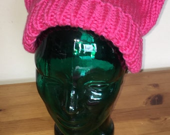 PussyHat. PussyHatProject. Knit. Women’s March Protest Hat. Watermelon Pink