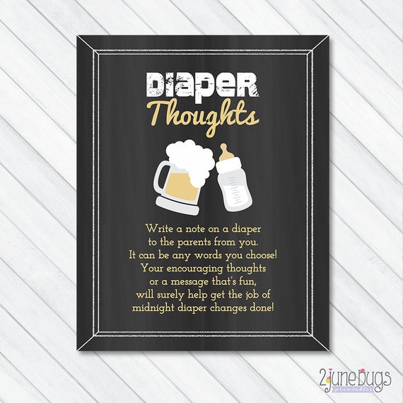 Baby is Brewing Diaper Thoughts Baby Shower Game Sign Late