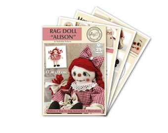 Alison rag doll pattern - cloth doll pattern - Doll pdf Tutorial - PDF doll Pattern - rag doll Sewing Pattern - Sewing diy