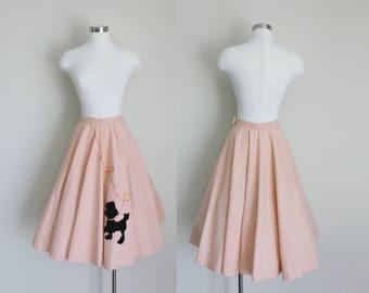 1950s Poodle Skirt | Circle Skirt | Full Skirt | Salmon Pink Skirt | Small