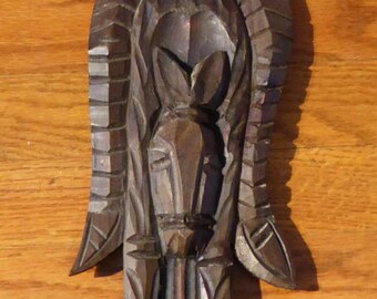Vintage Don Quixote Spanish Explorer Conquistador Soldier Donkey Burro Hand Carved Wood Wooden Fork Wall Hanging Art Rustic Decor Sculpture