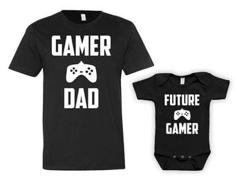 Funny Father Son Matching Shirts Daddy Daughter Shirts Baby Clothes Fathers Day Video Games Gifts For New Dad To Be Bodysuit - JM125-126