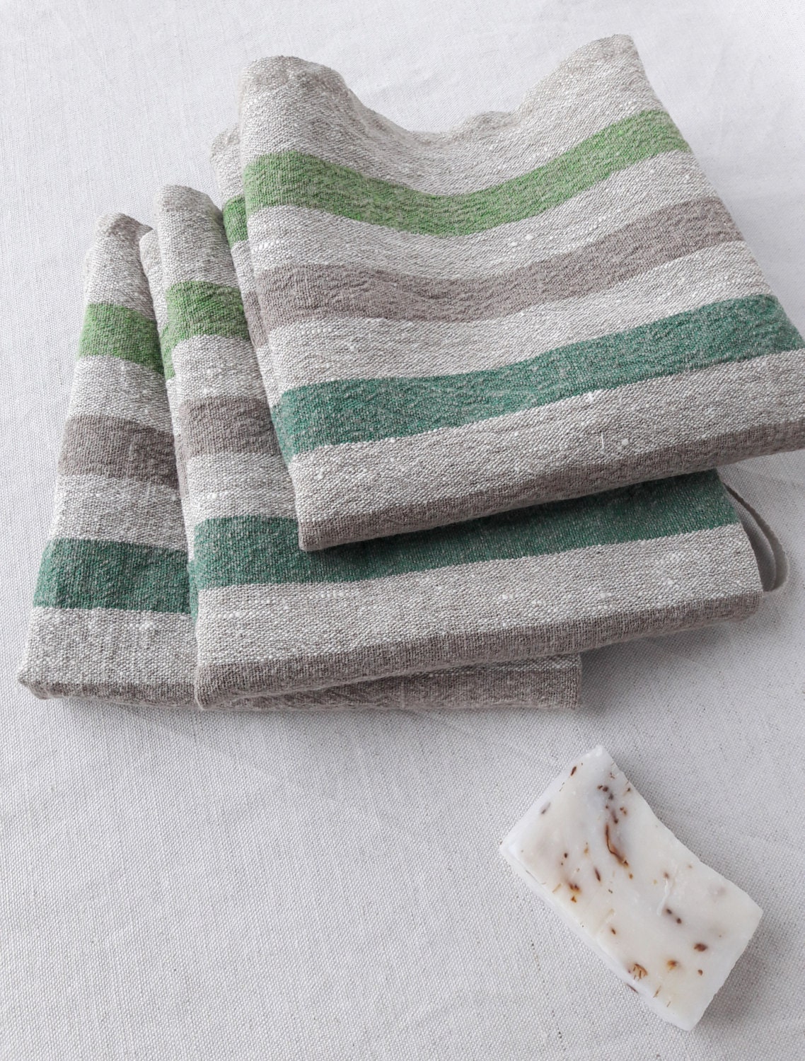 Linen towel Rough massage towel Striped burlap linen Long