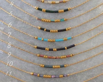 Personal Morse Code Necklace | SISTER | Minimalist Necklace | Delicate Gold Beaded Necklace | Tiny Delicate Necklace | Colorful Necklace