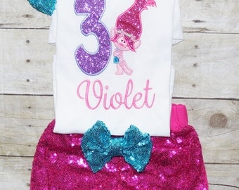 Trolls birthday outfit, Trolls outfit, Trolls birthday, Trolls birthday shirt, Trolls birthday invitations, trolls birthday party, Pink trol