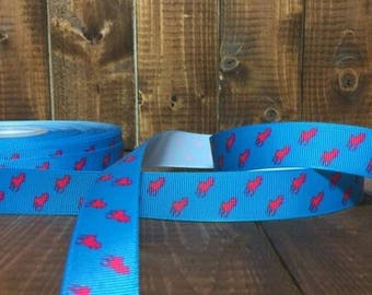 Ralph Lauren Polo Red and Blue 7/8 inch Grosgrain Ribbon
