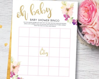 Baby Shower Bingo | Baby Shower Bingo Printable | Baby Shower Games | Baby Shower Games Printable | Oh Baby Baby Shower | Instant Download