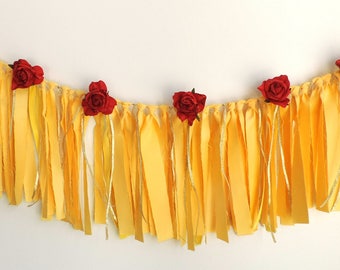 Beauty and the Beast Birthday Banner, Beauty and the Beast Party, Beauty and the Beast Party Supplies, Belle Birthday Party, Enchanted Rose