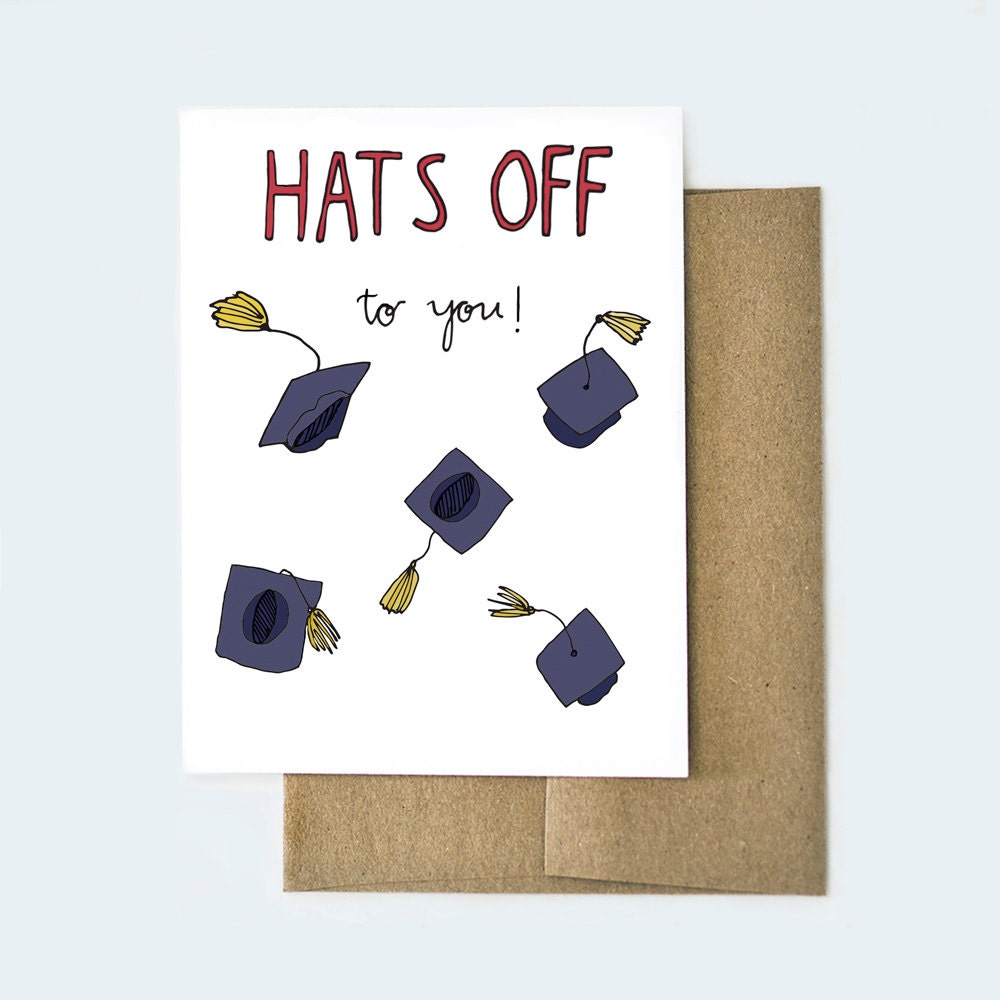 Hats Off to You Card Congratulations Card by AviatePress on Etsy