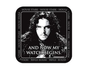 GAME Of THRONES - Fridge Magnet "And Now My Watch Begins" - Jon Snow - Shiny Gloss Finish - Original unofficial TV themed design