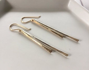 Bar Earrings, Silver earrings, Gold Earrings, Sterling Silver Earrings, Gold Filled Earrings, Mixed Metal Earrings, Gold And Silver Earrings