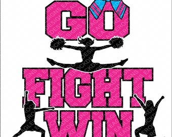 Go Fight Win Cheer SVG, DXF, EPS Cut File for Cameo and Cricut, Cheer Svg, Football Svg, Basketball Svg, Instant Download