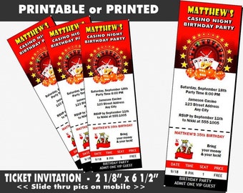 Casino night ticket printing
