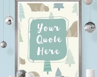 winter wall art custom quote Christmas printable blue and white nursery bear instant download 8 x 10 home decor