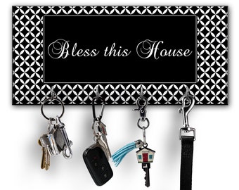 Key Hook, Personalized Key Holder, Wall Mount Key Hanger, Custom Key Hook, Bless This House, Housewarming Gift, Personalized Wedding Gift