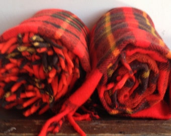 Vintage Pair of Faribo Plaid Stadium Blanket/Throws