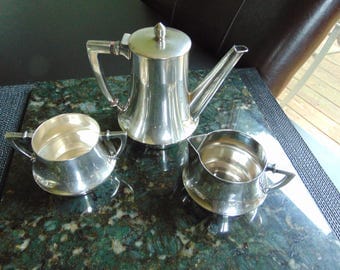 Beautiful Vintage Sterling Silver Tea Pot with Cream & Sugar