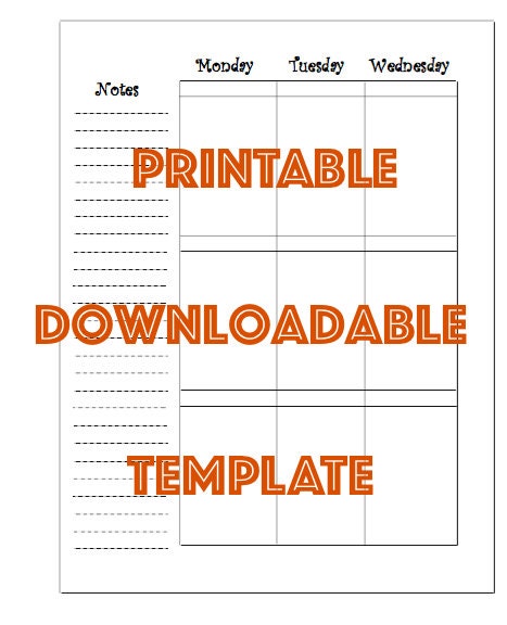 weekly planner blank layout printable