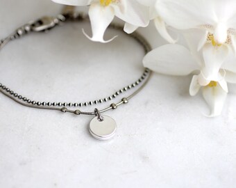 Dainty bracelet set, Layered bracelet, charm bracelet sterling silver, delicate layered bracelet, silver bracelet women, easter jewelry