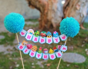 Shopkins Cake Topper // Cake Banner // Bundt Cake Topper // Happy Birthday Banner