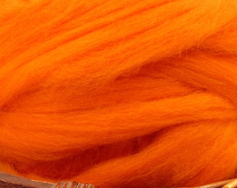 Dyed Corriedale Natural Spinning Fiber Wool Top Roving / 1oz - Clementine
