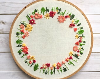 Round Floral Embroidery Hoop Art. Gift for Mom. Hoop Art. Floral Wall Art. Housewarming gift. Wall Art. Home Decor. Embroidery Wall Hanging