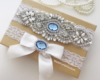 Something Blue garter set, Light Blue Wedding Garter, Baby Blue Bridal Garter Set, baby blue wedding Garter Set, light blue bridal garter