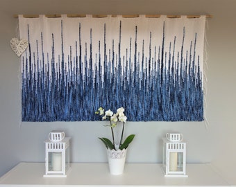 Woven wall hanging, Wall tapestry, housewarming gift, Macrame wall hanging, Woven wall decor, fiber art, white blue tapestry,