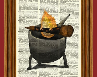 Calcifer from Howl's Moving Castle Upcycled Dictionary Art Print Poster