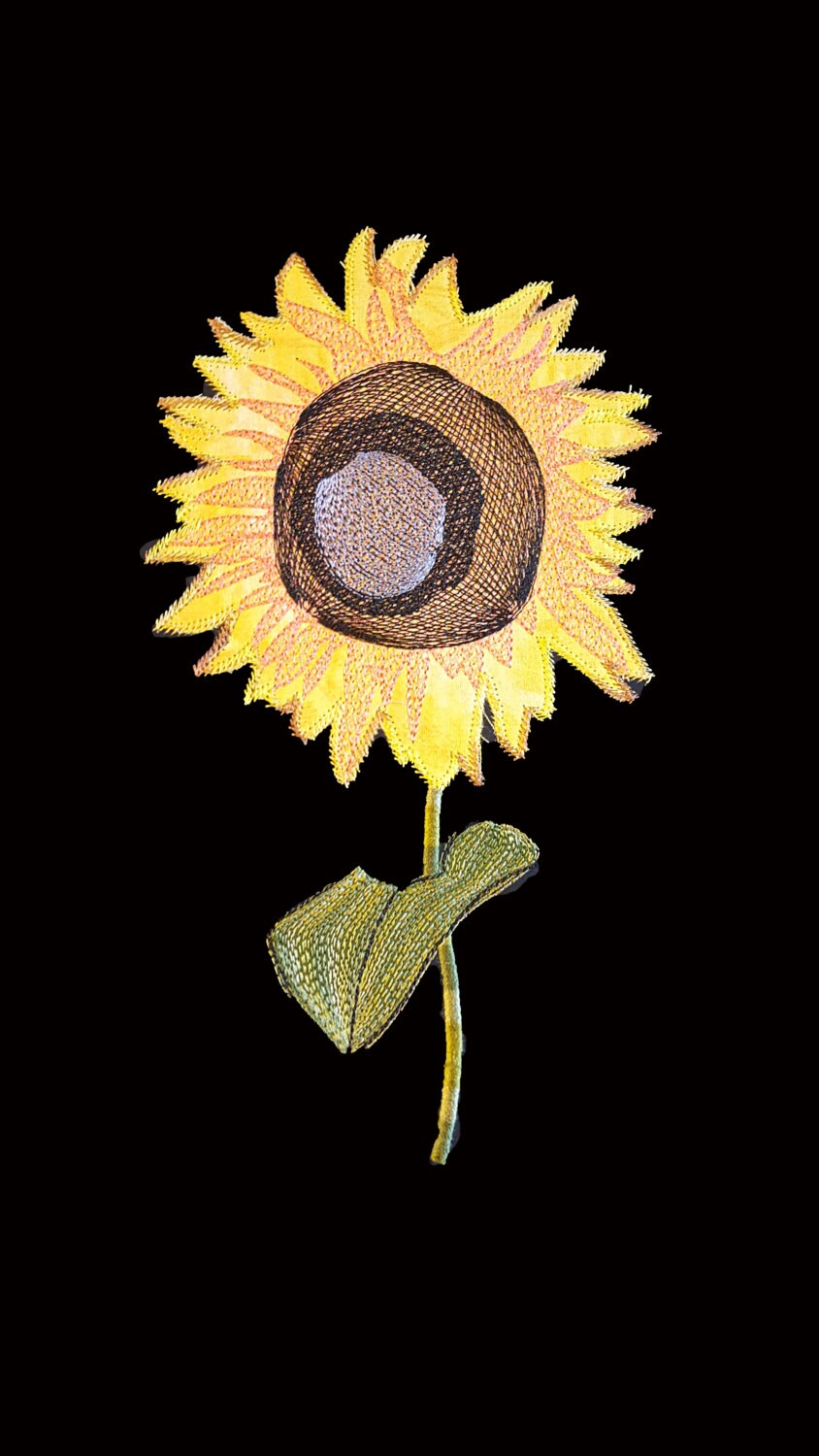 Sunflower applique embroidery design  machine embroidery  applique