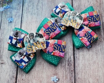 Sing movie hair bows Sing movie party Sing movie birthday gift for girl jewelry Gift for kids Sing bows colorful Sing birthday Bow accessory
