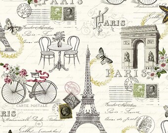 Salon Fleur Fabric Collection - White/Grey Landscape Fabric from Studio E by Studio Frivolite - Listed by the Half Yard