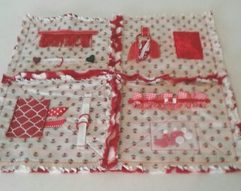 Fidget Mat for Alzheimer's - Dementia Patients, Rag Quilt, Sensory Quilt, Lap Quilt