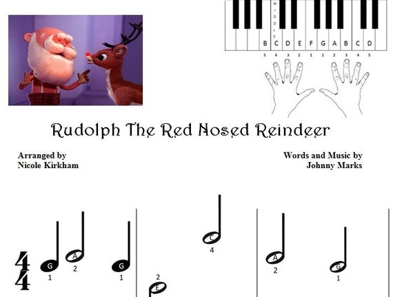 Rudolph The Red Nosed Reindeer Beginner Piano Sheet Music